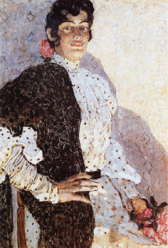 Alexander Yakovlevich GOLOVIN The Woman of spanish had on a shawl Black china oil painting image